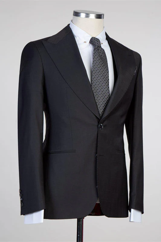Simple Black Peaked Lapel Fashion Slim Fit Formal Men Suits - Image 2