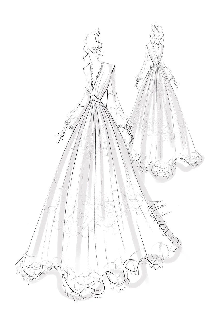 Simple Boho Wedding Dresses A-line Deep V-Neck Multilayer Lace Chiffon Beach Bridal Gowns - Image 7