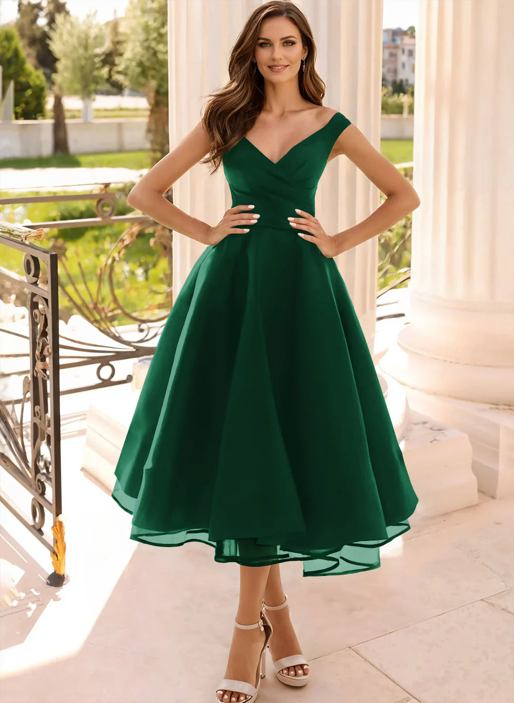Simple Cap Shoulder A-Line Tea-Length Homecoming Dresses - Image 43