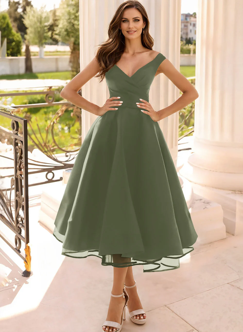 Simple Cap Shoulder A-Line Tea-Length Homecoming Dresses - Image 47