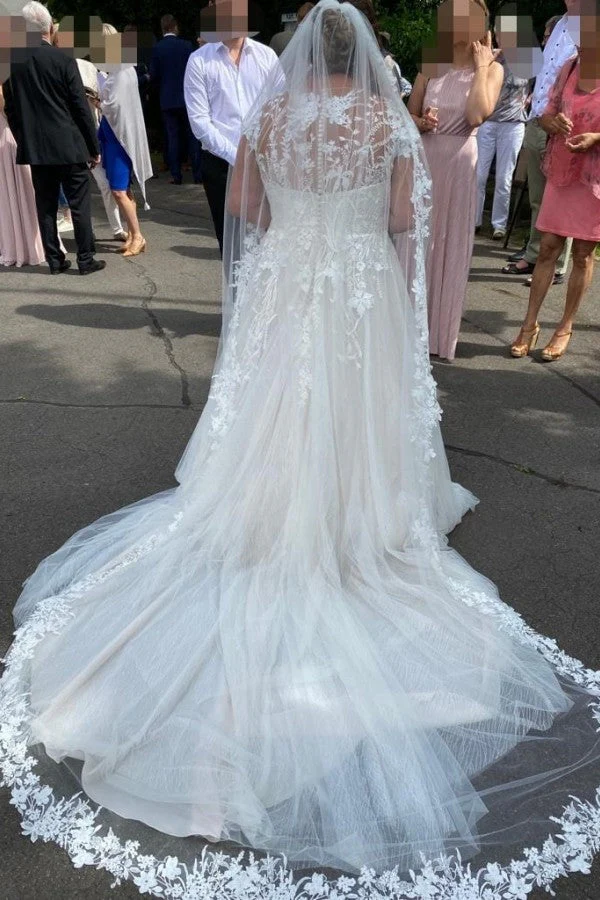 Modern Long Long V-Neck Long Sleevess Wedding Dresses Online With Lace - Image 2