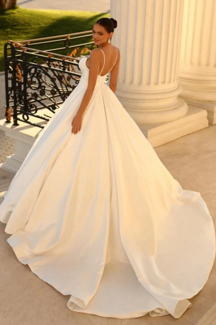 Modern Spaghetti-Straps Sleeveless Ball Gown Wedding Dresses Online - Image 2