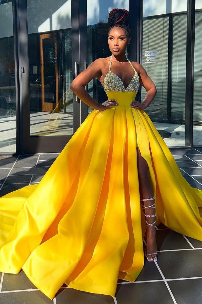 Sleeveless Ball Gown Spaghetti Backless Beading Prom Dress - Image 3