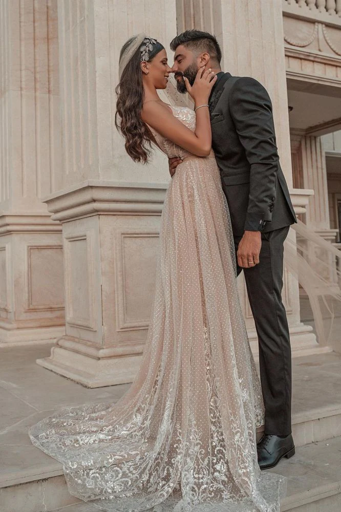 Sleeveless Floral Lace Mermaid Wedding Dress Detachable Train - Image 2