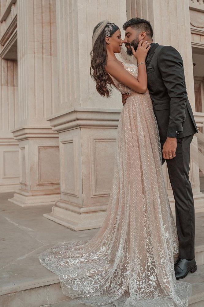 Sleeveless Floral Lace Mermaid Wedding Dress Detachable Train - Image 9