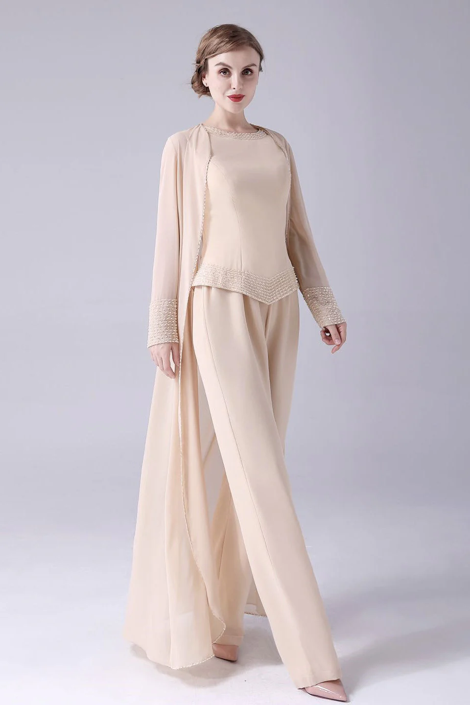 Sleeveless jewel beading vintage mother's suit - Image 6