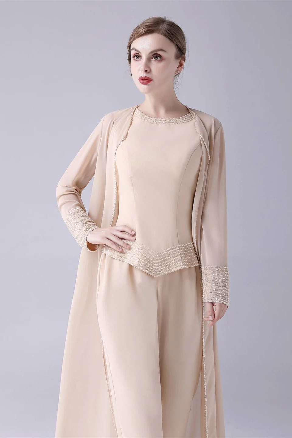 Sleeveless jewel beading vintage mother's suit - Image 7