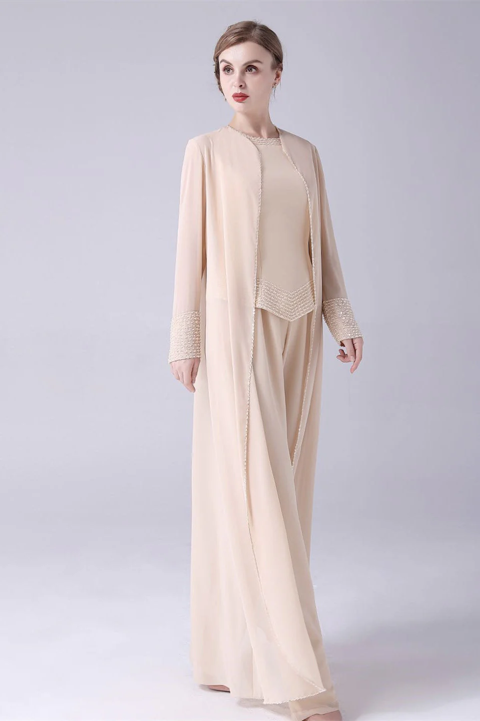 Sleeveless jewel beading vintage mother's suit - Image 8