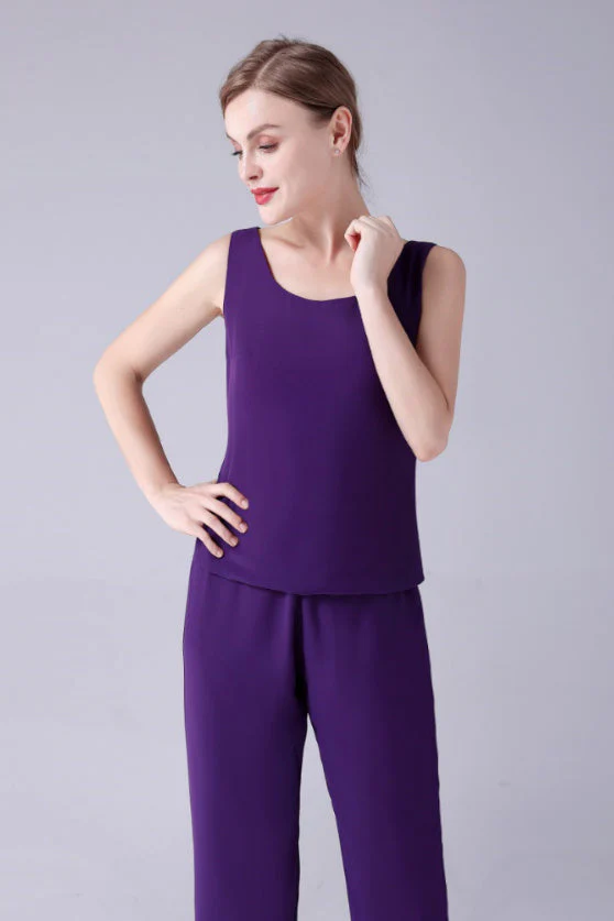 Sleeveless Jewel Strap Vintage modest mother's suit - Image 4