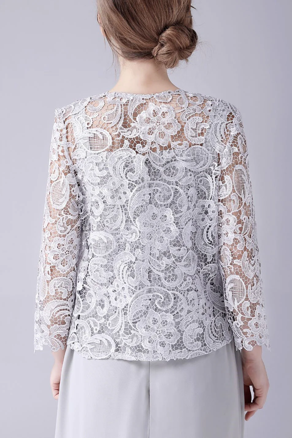 Sleeveless strap backless lace vintage mother's suit - Image 2