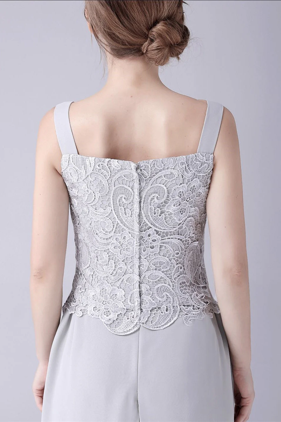 Sleeveless strap backless lace vintage mother's suit - Image 4