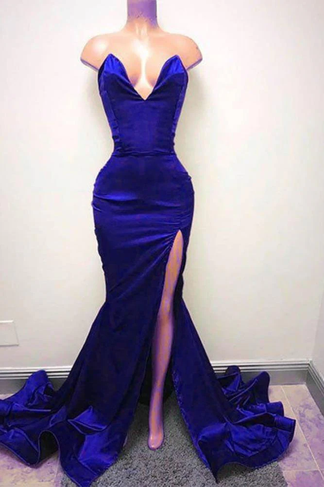 Sleeveless Sweetheart Front-Split Chic Sweep-Train Prom Party Gowns - Image 2