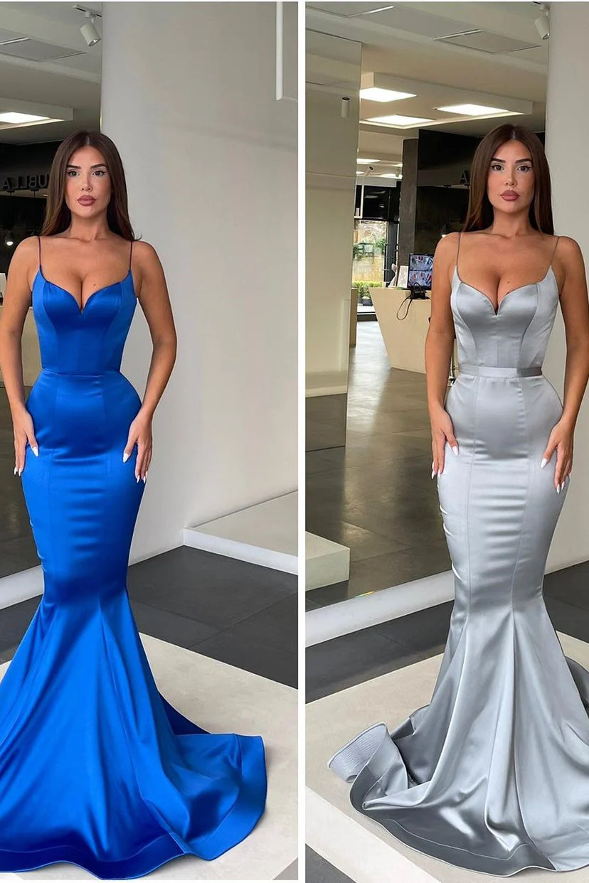 Spaghetti strap Mermaid Sweetheart Floor-length Sleeveless Open Back Side Train High Split Prom Dress - Image 6