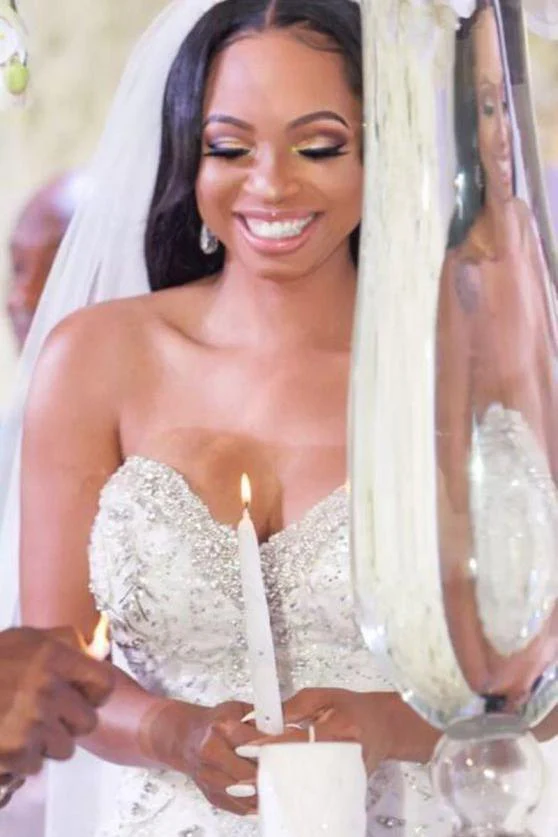 Spaghetti Strap Mermaid White Ruffless Bridal Gowns - Image 2