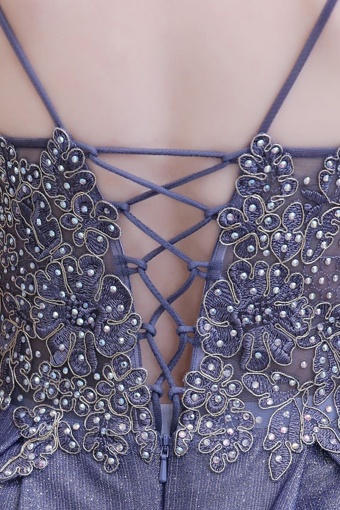 Spaghetti Strap Ombre Pruple Sparkle Prom Dresses - Image 6