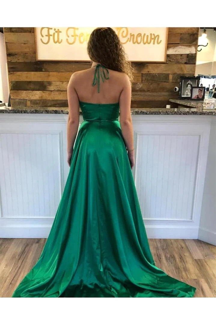 Spaghetti Strap Shiny Royal Blue Prom Party Gowns with High Split Chic V-neck Princess Evening dress On Sale - Image 5