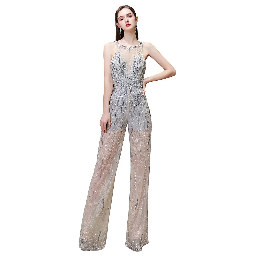 Sparkle Illusion High neck See-through Prom Jumpsuit - Image 12