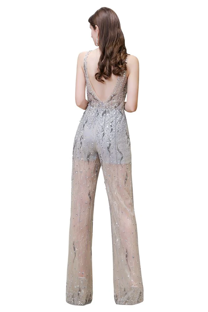 Sparkle Illusion High neck See-through Prom Jumpsuit - Image 14