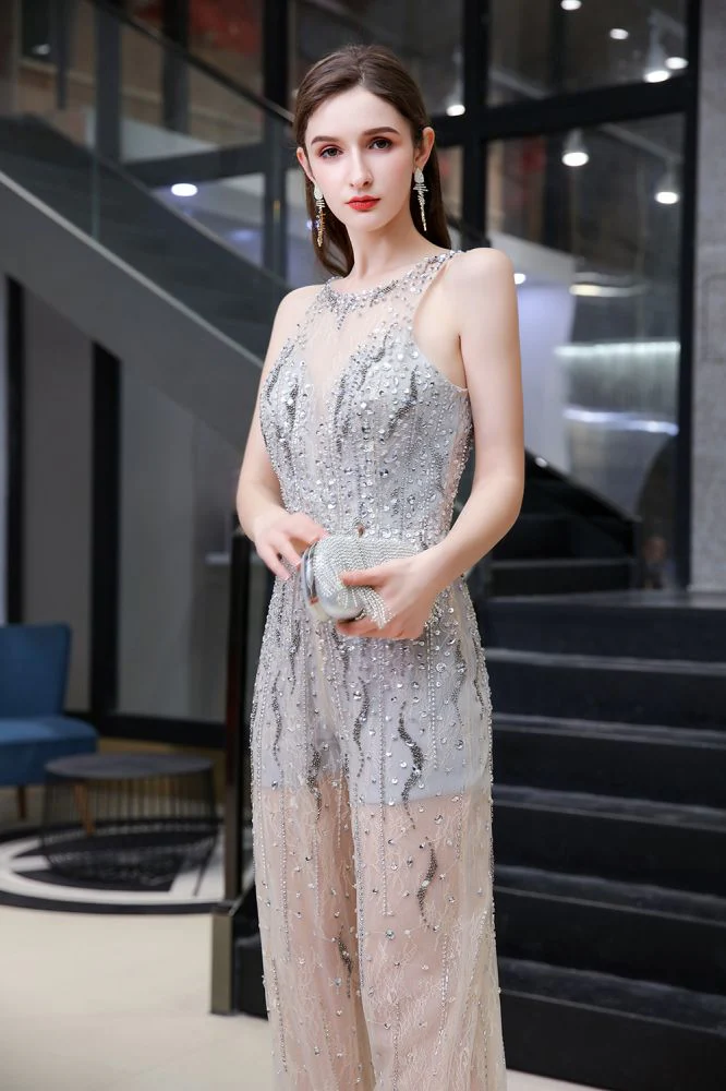 Sparkle Illusion High neck See-through Prom Jumpsuit - Image 5