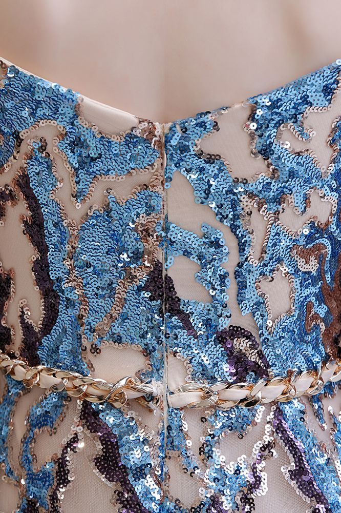 Sparkle Off-the-Shoulder Rainbow sequin A-line Long Prom Party Gowns - Image 10