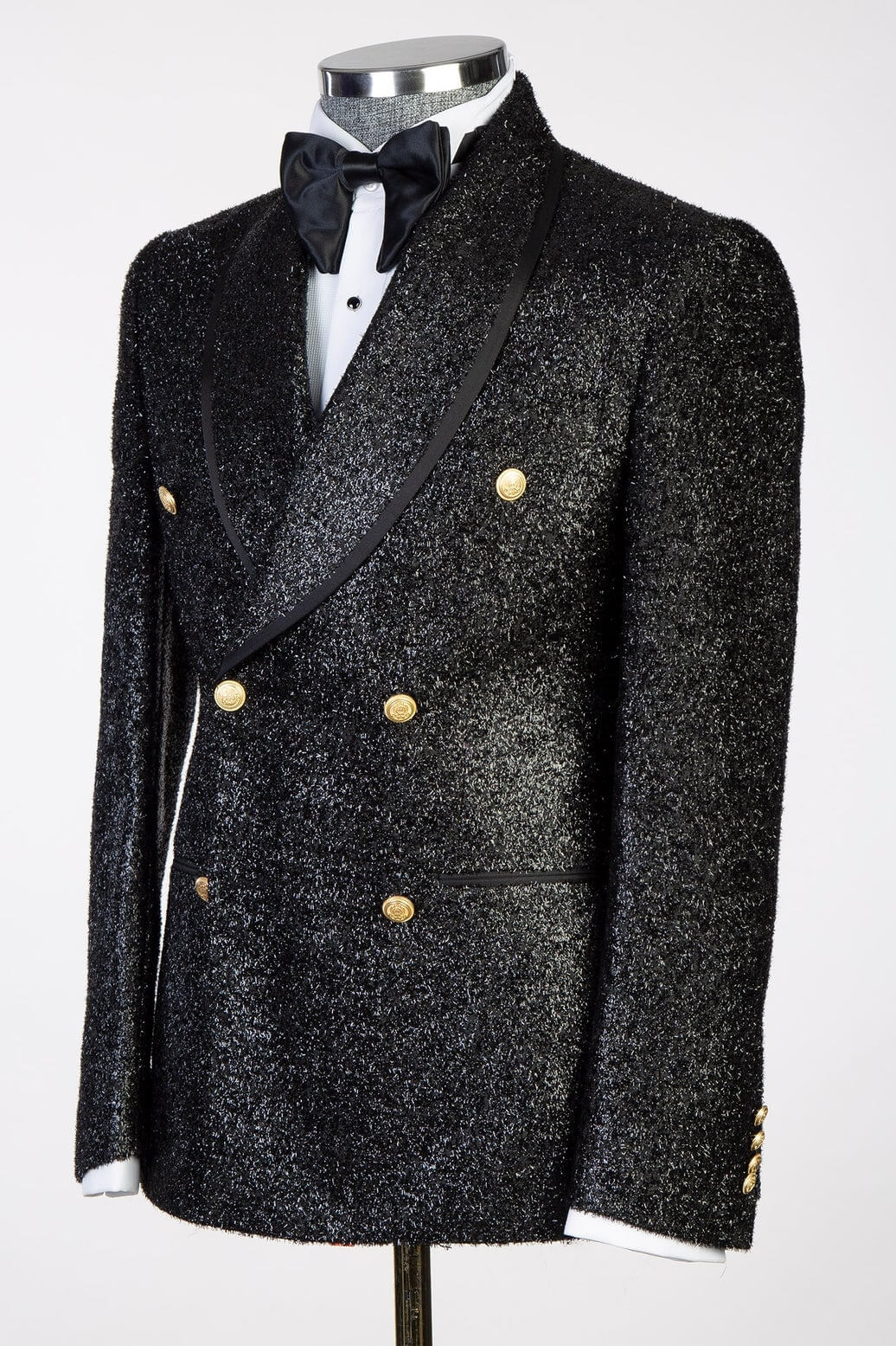 Sparkling Black Shawl Lapel Double-Breasted Men¡¯s Suit - Image 2