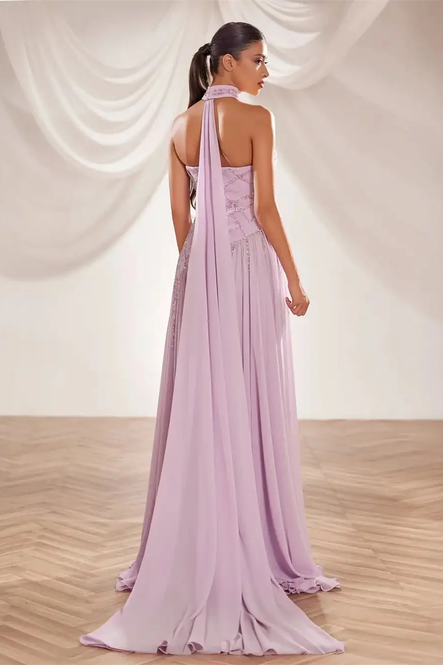 Sparkling Strapless Sleeveless Chiffon Prom Dress A-Line Beads With Pleats Zipper - Image 2