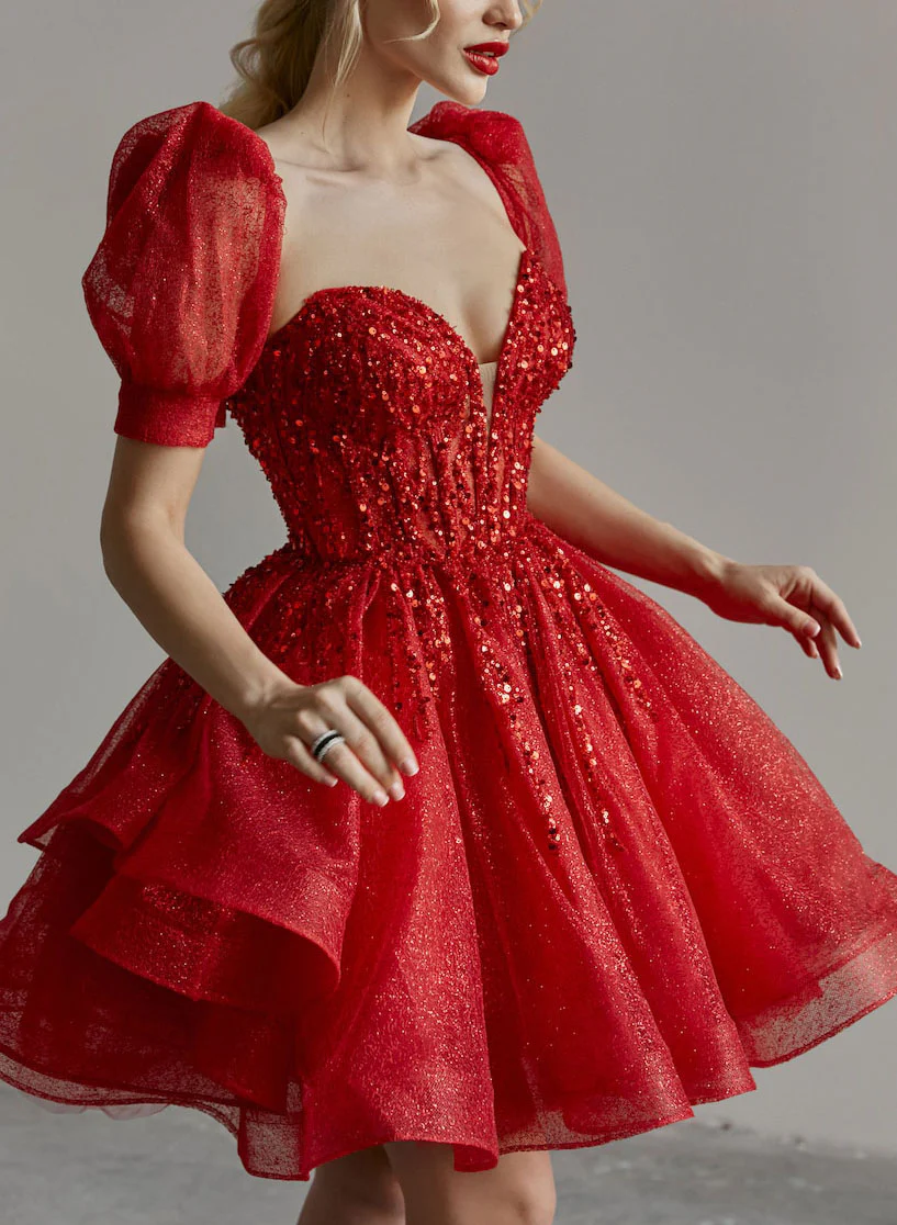 Sparkly Sequined Princess Homecoming Dresses - Image 2