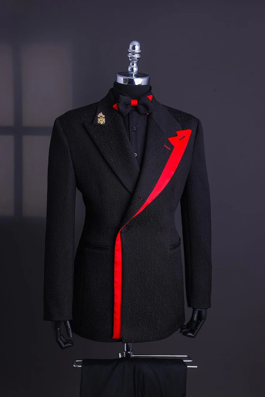 Special Black Peaked Lapel Slim Fit Prom Suit - Image 2