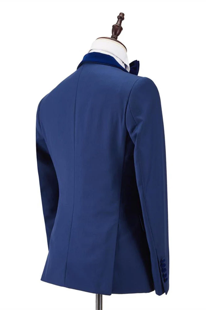 Classy Velvet Shawl Lapel Royal Blue One Button Men's Formal Prom Suit Wedding Tuxedos Online - Image 2
