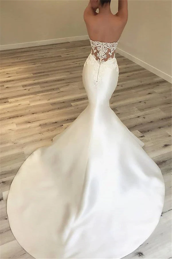 Strapless Appliques Wedding Dresses Classic Mermaid Open Back Dresses for Weddings - Image 2