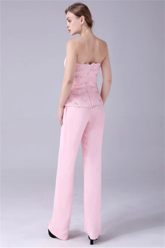 Strapless Lace sleeveless Backless mother's suit - Image 4
