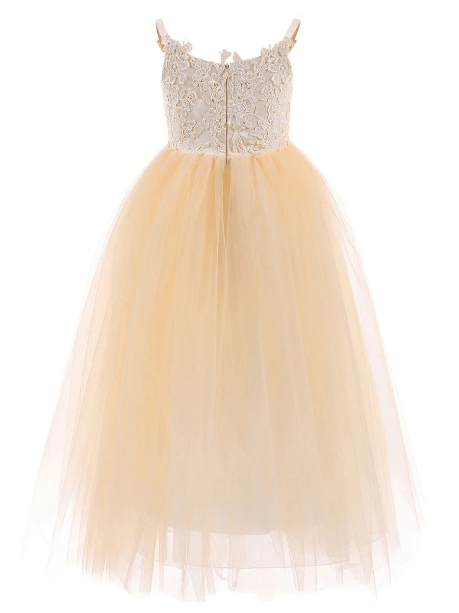 Straps Neck Sleeveless Lace Kids Party Dresses - Image 4