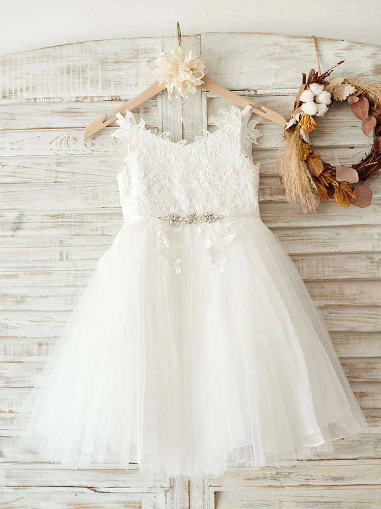 Straps Neck Sleeveless Sash Formal Kids Pageant flower girl dresses - Image 5
