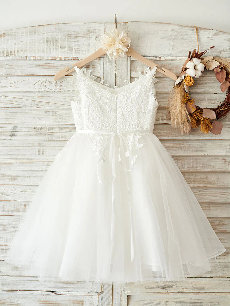 Straps Neck Sleeveless Sash Formal Kids Pageant flower girl dresses - Image 6