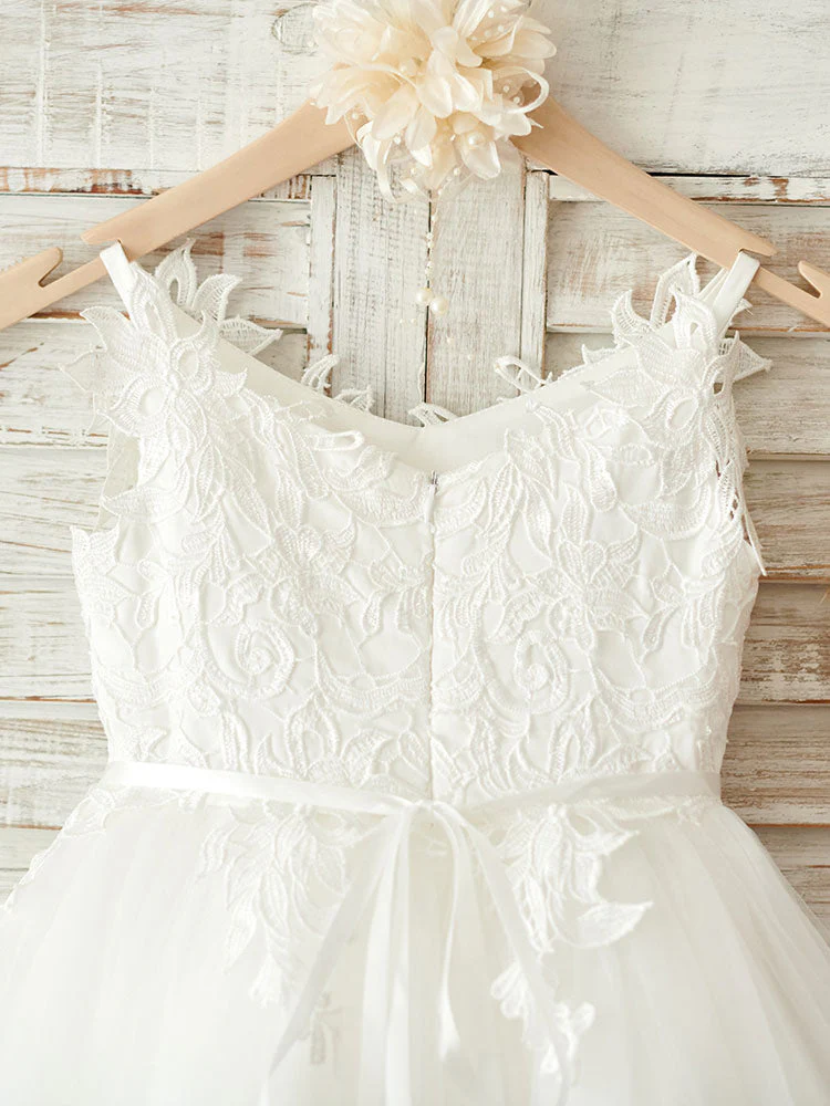 Straps Neck Sleeveless Sash Formal Kids Pageant flower girl dresses - Image 8