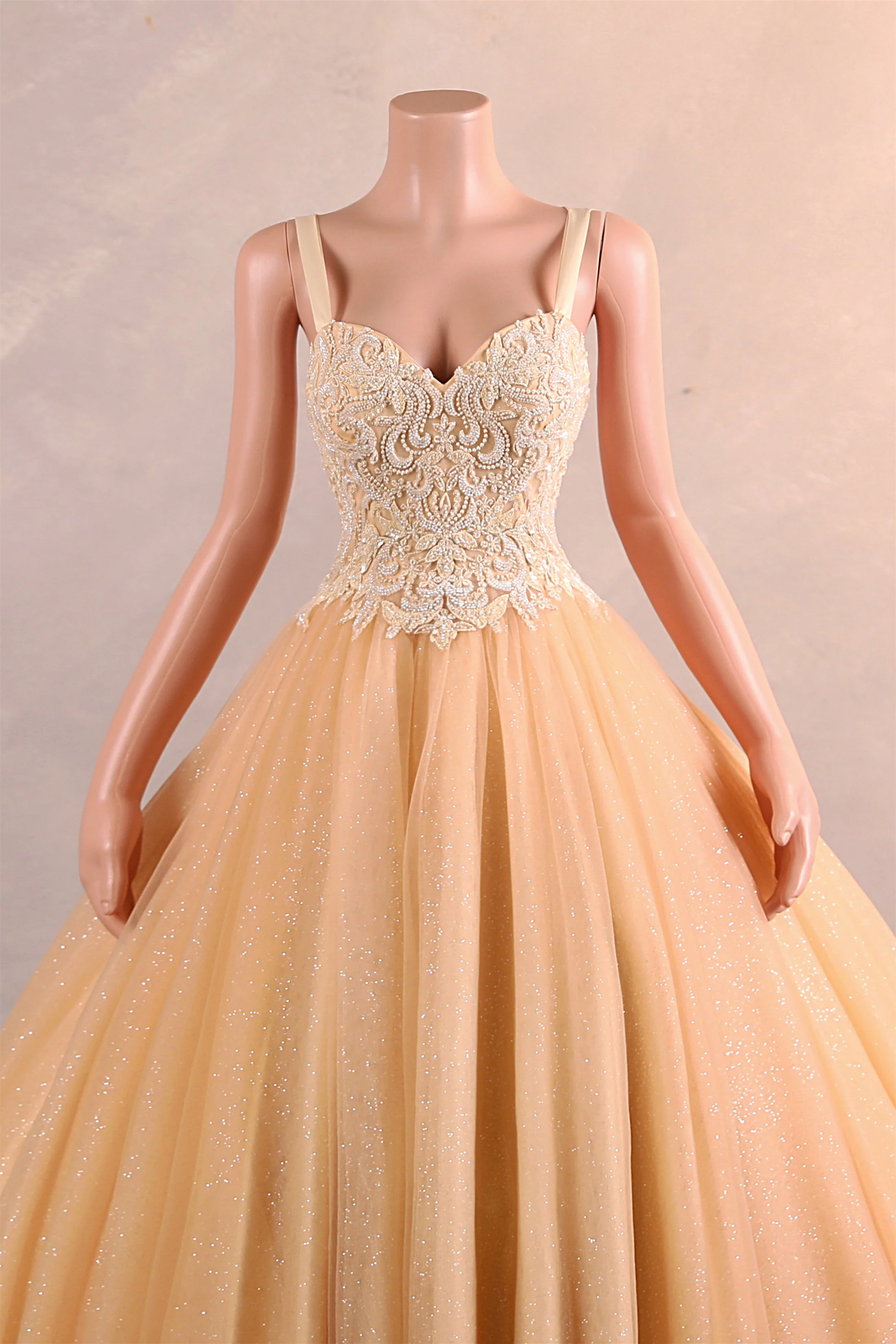 Straps Sparkle Ball Gown Sleeveless Beaded Quince Dresses - Image 2