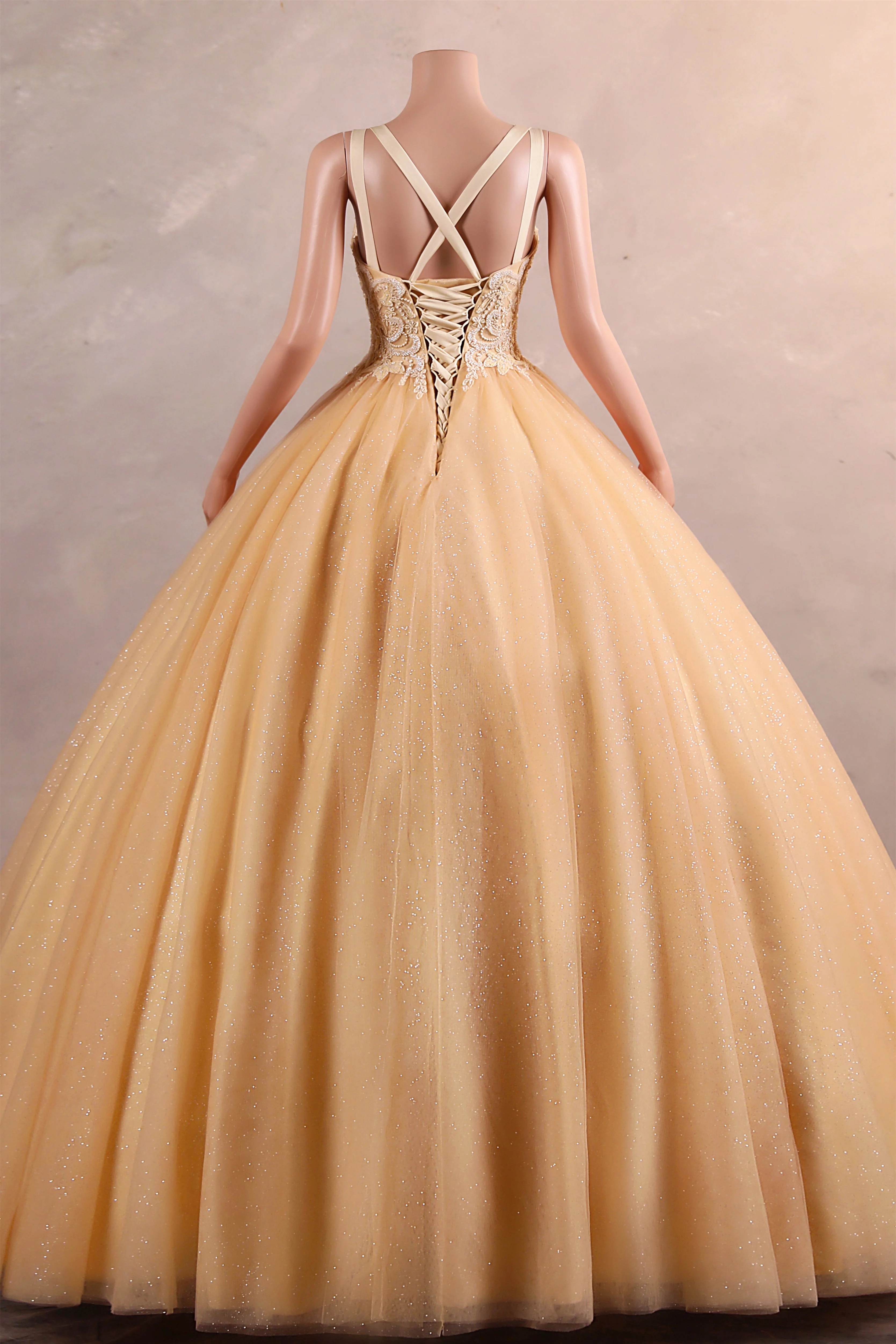 Straps Sparkle Ball Gown Sleeveless Beaded Quince Dresses - Image 5