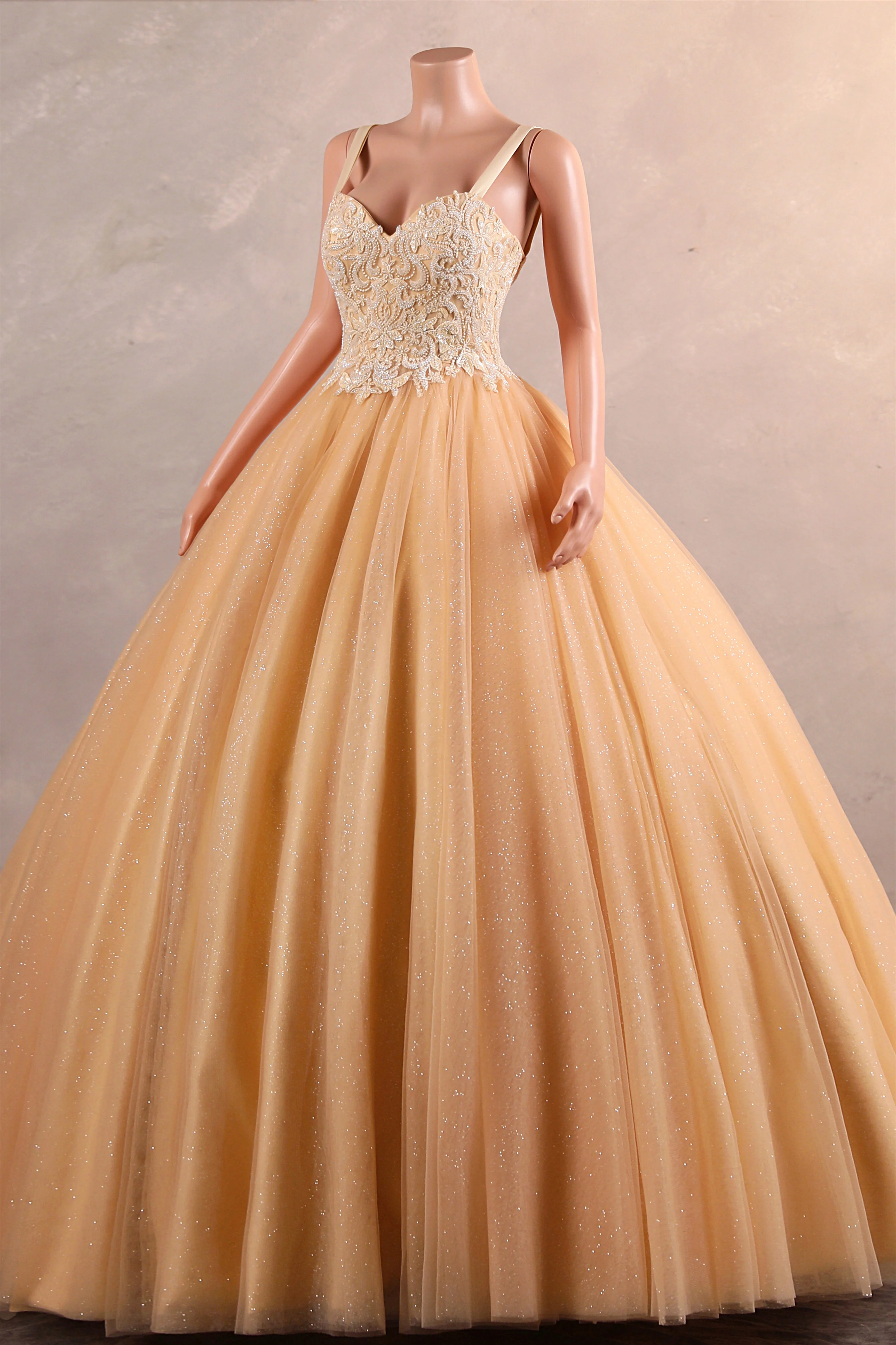 Straps Sparkle Ball Gown Sleeveless Beaded Quince Dresses - Image 8