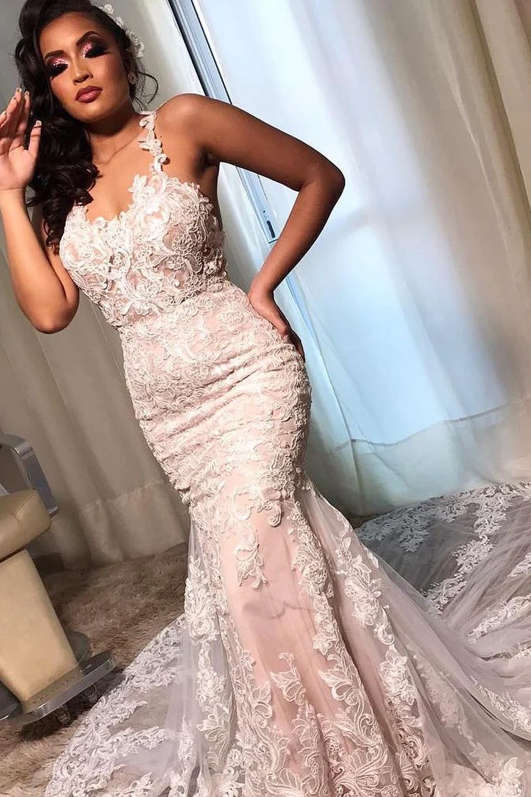 Stunning Sleeveless Mermaid Lace Wedding Dress Online - Image 3