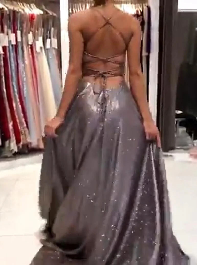 Stunning Spaghetti-Straps V-Neck Long Evening Prom Dress Online - Image 2