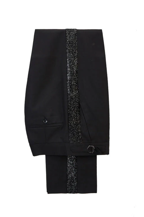 Classic Sky Blue Classy Sparkle Black Peak Lapel 2 Piece Men's Suit Online - Image 2