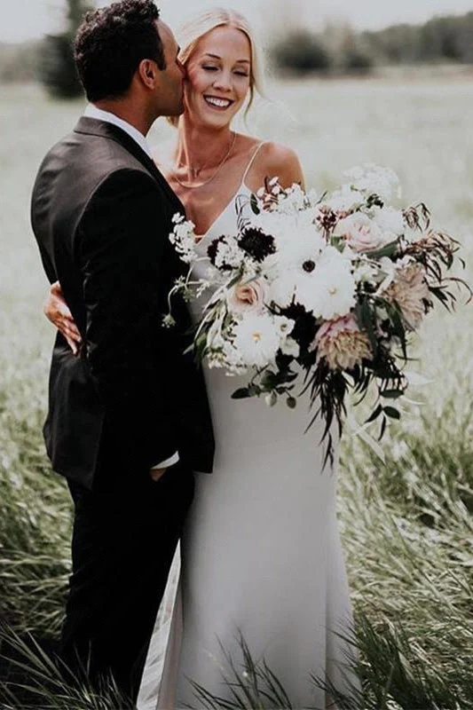 Summer White Beach Column Beach Court Train Wedding Dress - Image 2