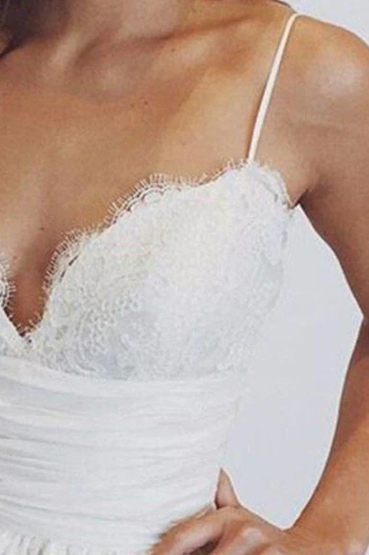 Sweep Train Ball Gown Sleeveless Ruched Satin Spaghetti Straps Wedding Dresses - Image 3