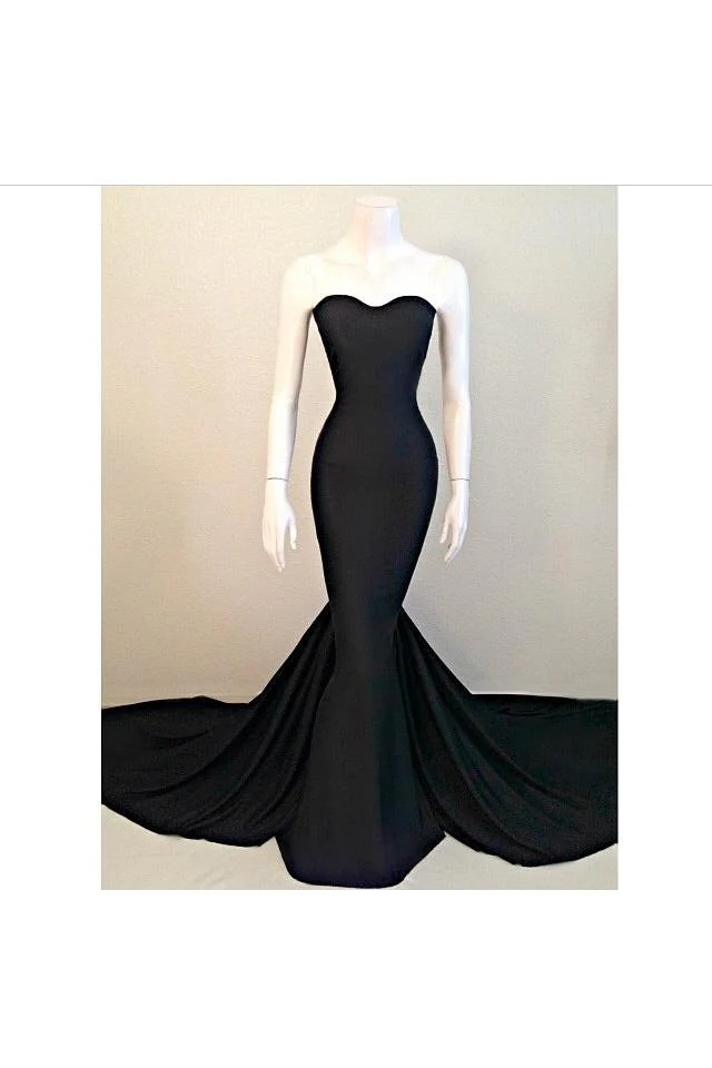 Sweetheart Black Trumpet New Arrival Evening Dresses Hottest Elegant Court Train Party Dresses - Image 2