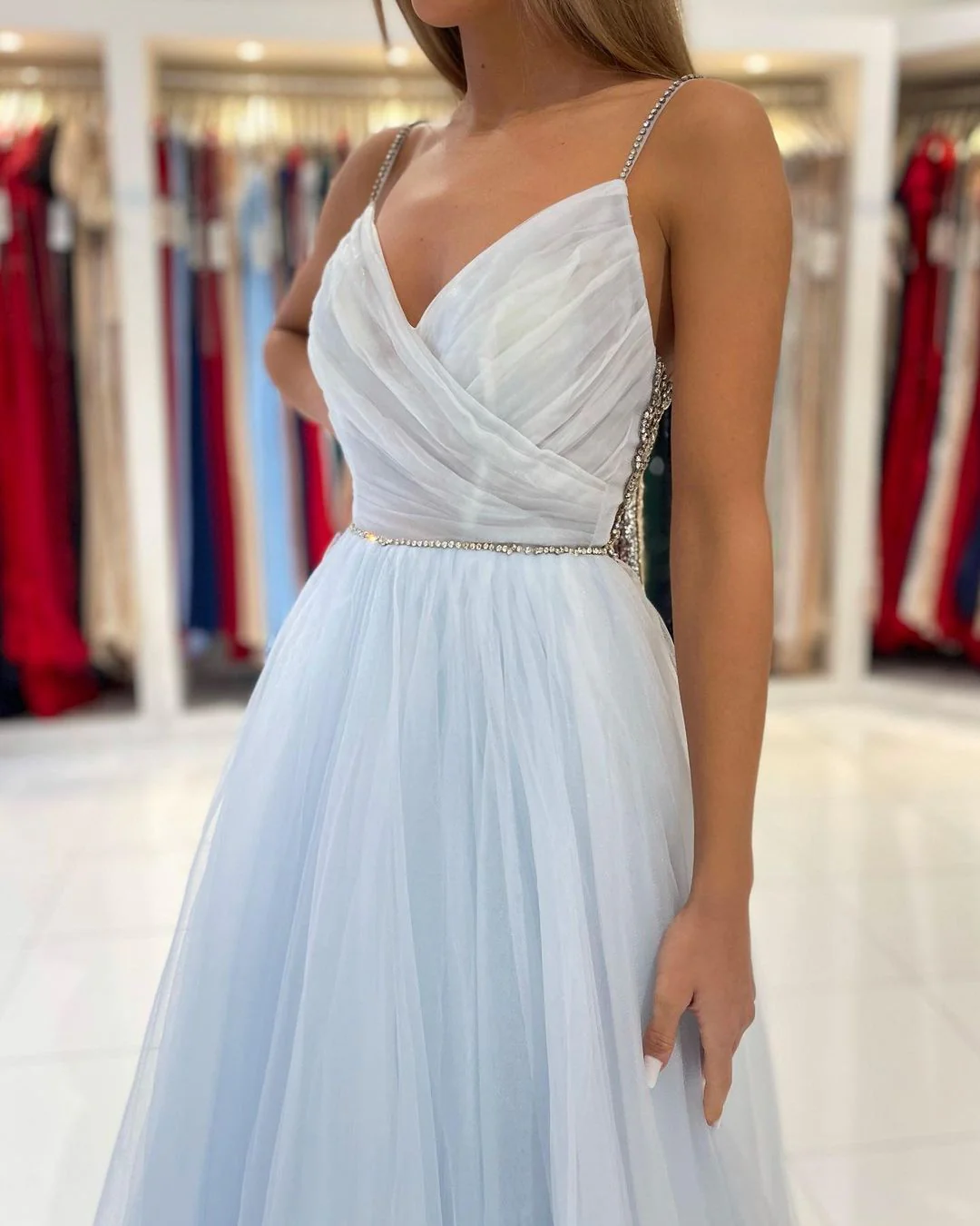 Glamorous Sweetheart Prom Dress Long Backless Tulle Evening Gowns - Image 4