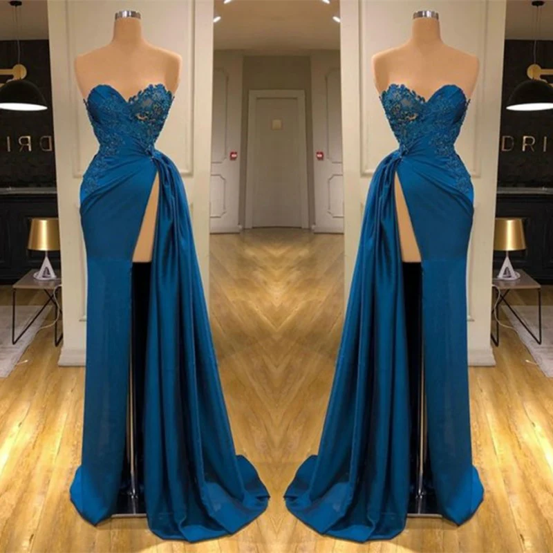Sweetheart Lace Appliques Prom Dress Long With Split - Image 2