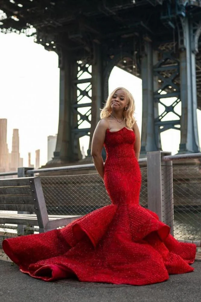 Sweetheart Mermaid Evening Prom Party Gowns Sleeveless - Image 2
