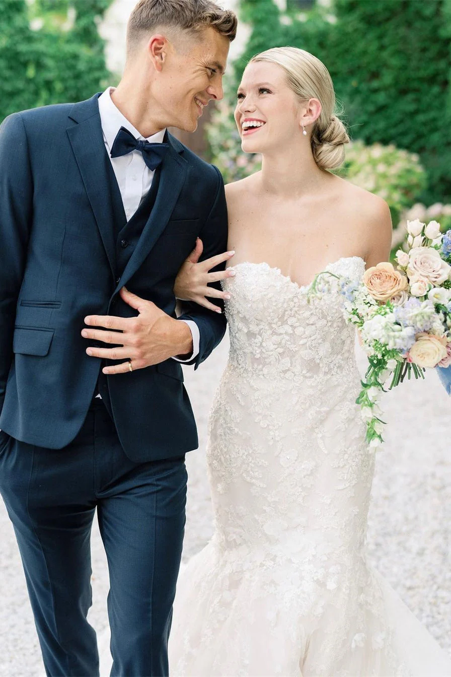 Sweetheart Mermaid Sleeveless Tulle Appliques Wedding Dresses Lace Appliques - Image 4