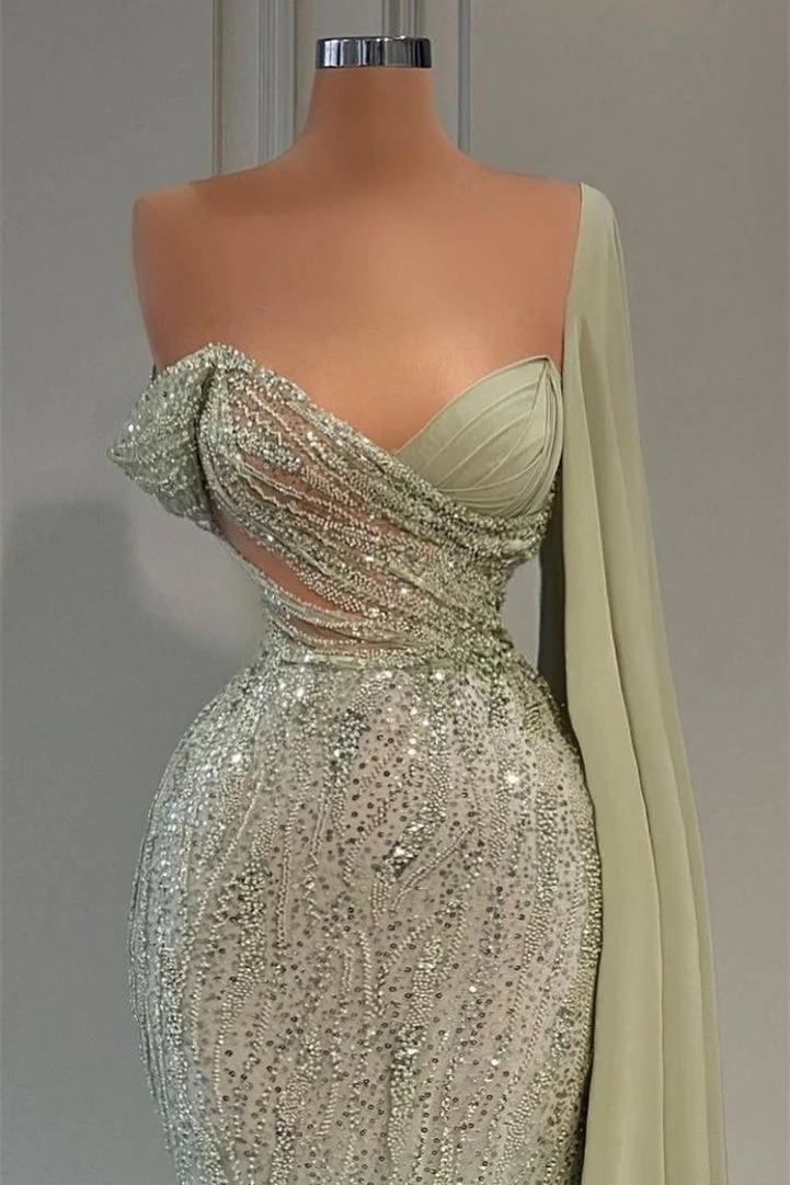 Sweetheart Strapless One Shoulder Sequined Floor-length Mermaid Prom dress - Image 2
