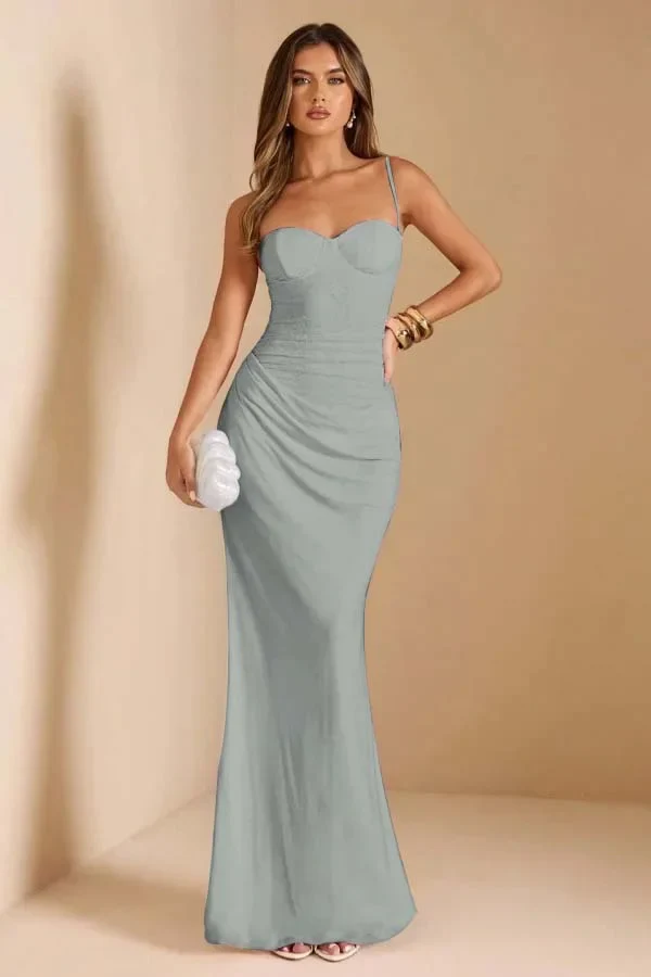 Sweetheart Straps Mermaid Pink Floor Length Evening Bridesmaid Dresses - Image 2